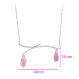 Κολιέ Blush Cascade με κρεμαστά ροζ κρύσταλλα και επιμετάλλωση πλατίνας