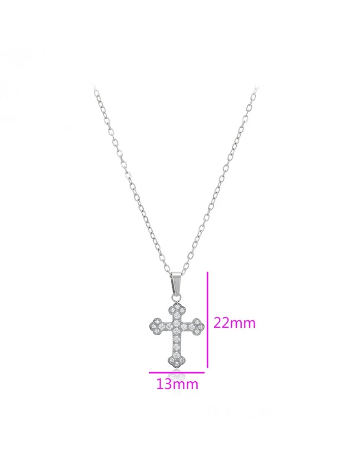 Ασημί κολιέ Seraphine Cross από ανοξείδωτο ατσάλι με σταυρό και λευκές πέτρες CZ